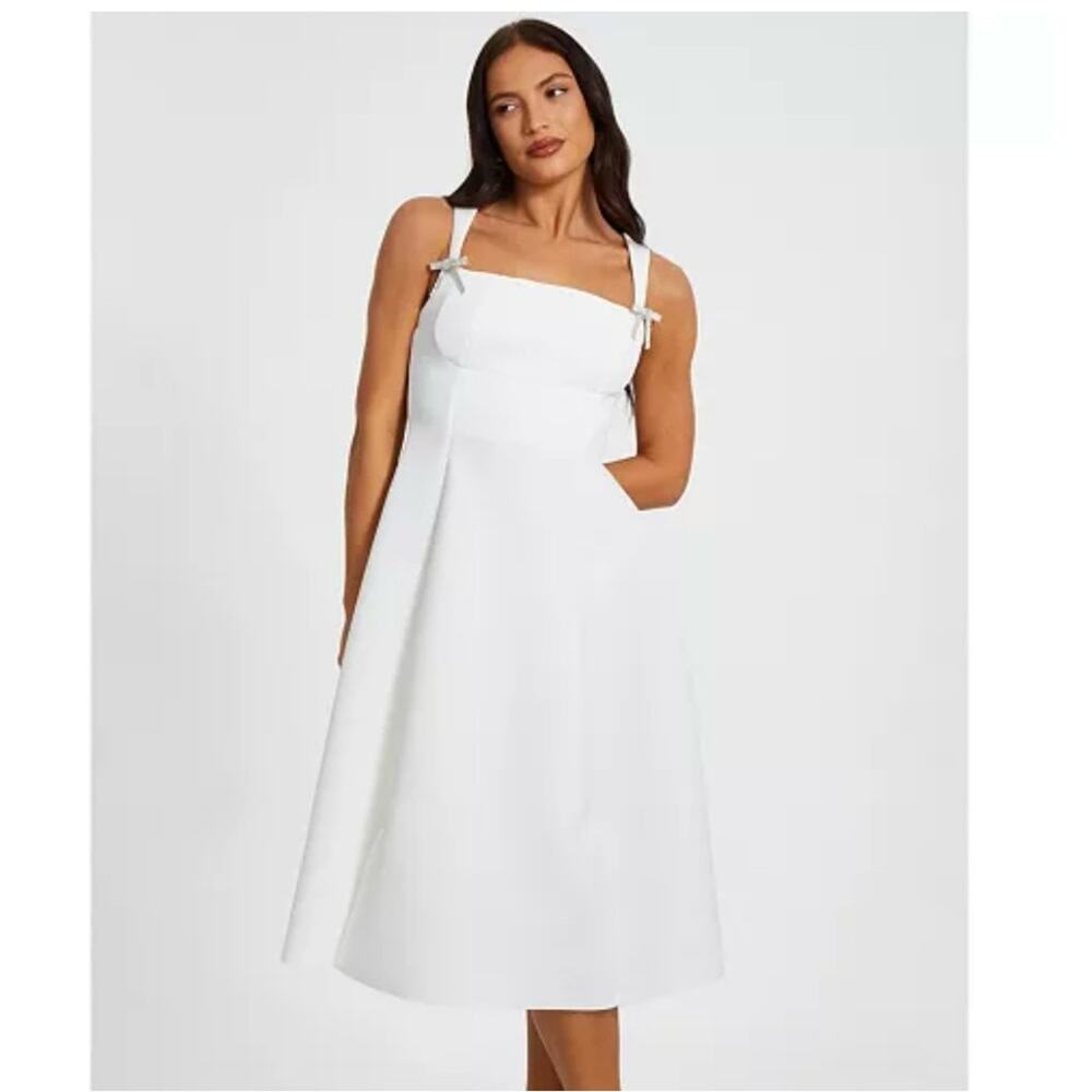 QUIZ Midi Scuba White Skater Dress NWT Size 14